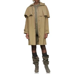 Avec Les Filles Oversized Wheat Beige Nylon Cape Raincoat Hooded Women’s Small